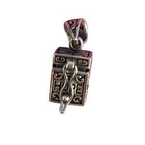Sterling Silver 925 Faith Hope Love Prayer Box Charm Pendant Hinged Opening .75"